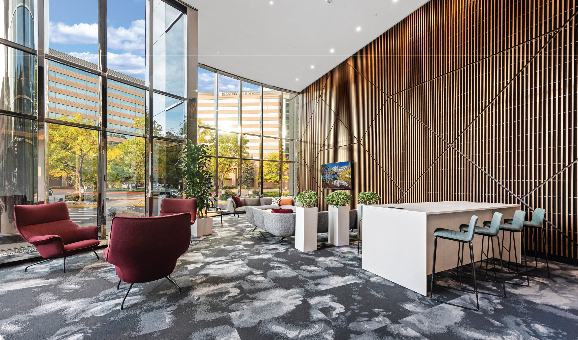 Regency Plaza Denver DTC Office Building | Lobby Amenities | Office Space for Lease